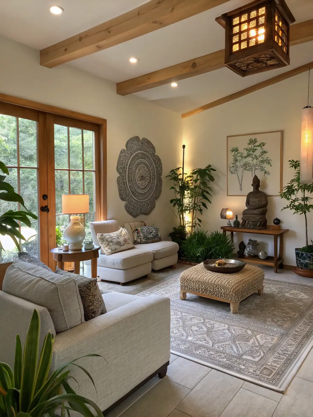 A harmonious image of a Feng Shui master arranging objects in a home, demonstrating the principles of energy flow and balance, ideal for MystiLives' workshops.